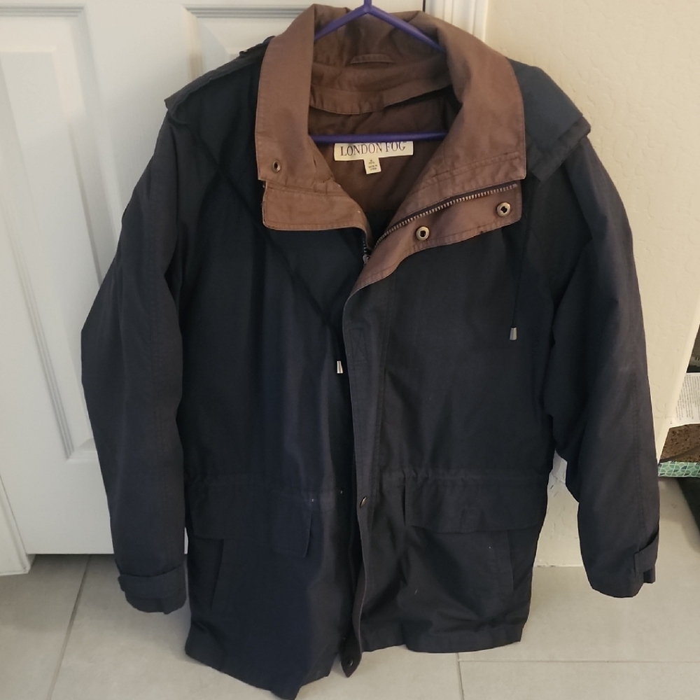 London Fog Men's Dark Gray and Brown Raincoat